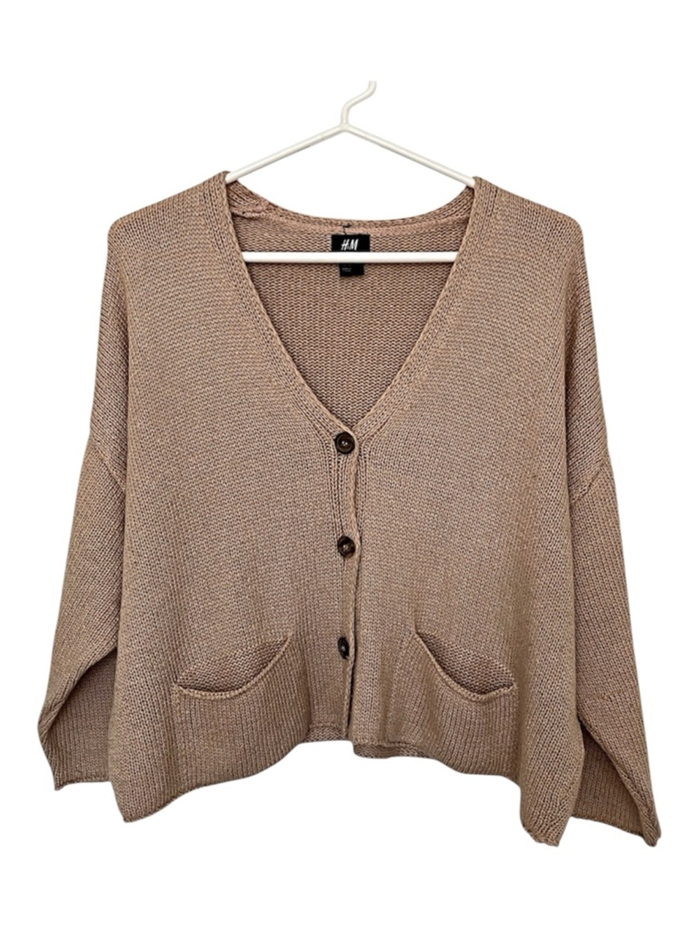 H&M Tan/Butterscotch Chunky V-Neck Button Cardigan